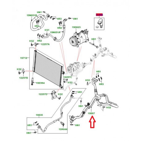Land rover tuyau-entree et sortie evap. clim. (LR091468)