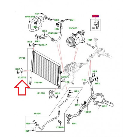 Land rover Support inferieur droit condenseur de climatisation (LR128700LR)