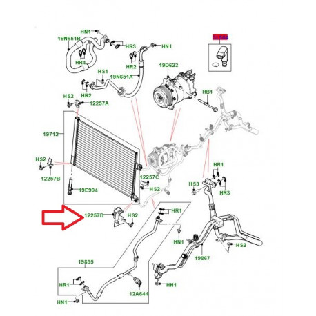 Land rover Support inferieur gauche condenseur de climatisation (LR092456)