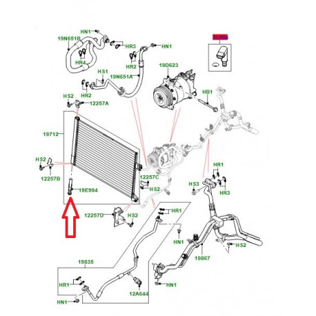 Land rover kit condenseur dessicateur air cond Velar L560 (LR111349)