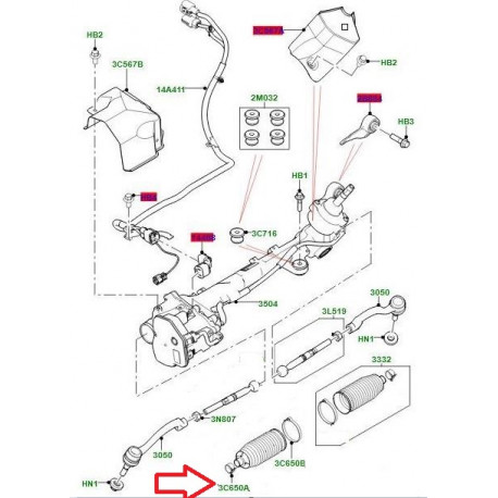 Land rover collier soufflet de cremaillere (LR090885)