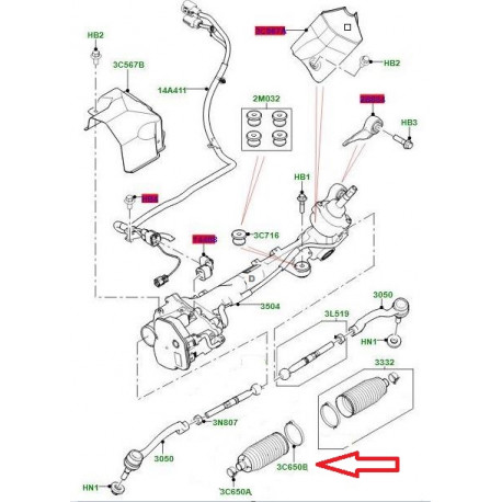 Land rover collier soufflet de cremaillere (LR090888)