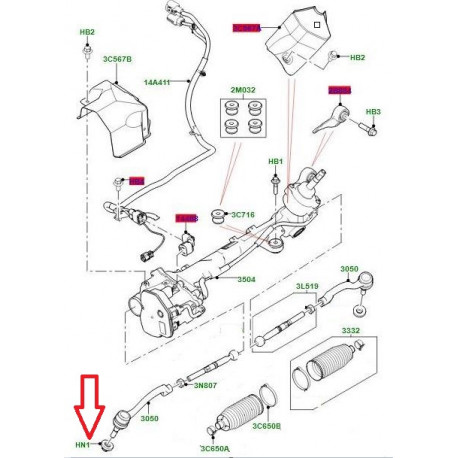 Land rover ecrou  Evoque et Range L405,  Sport (LR026275)