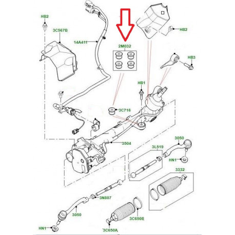 Land rover Kit de silentbloc cremaillere de direction (LR090895)