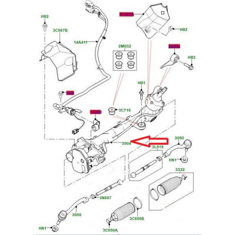 Land rover Cremaillere de direction Range Velar (LR139502LR)