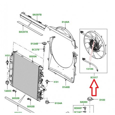 Land rover ventilateur avec moteur (LR112860)