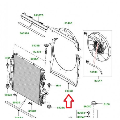 Land rover Tuyere inferieur radiateur Range Sport (LR030053)