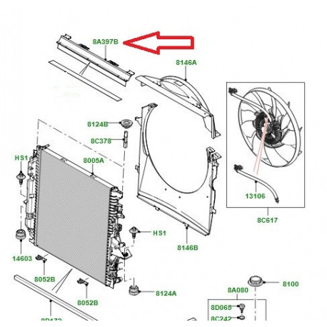 Land rover joint superieur radiateur  Range Sport (LR016215)