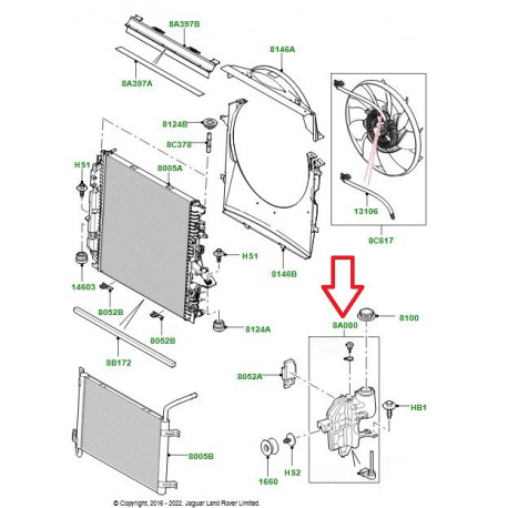 Land rover reservoir radiateur Discovery 3, Range Sport (LR020367)