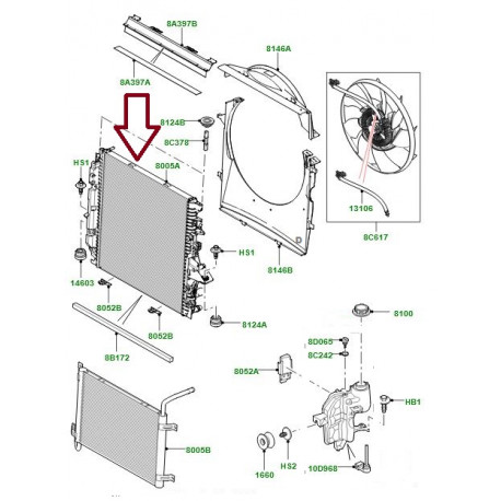 Land rover radiateur Discovery 4,  Range Sport (LR015560)