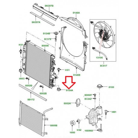 Land rover Silentbloc radiateur Range Sport (PCG500120)