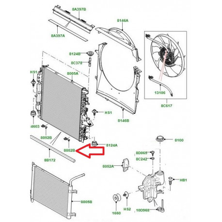 Land rover support inferieur Range Sport (LR016624)