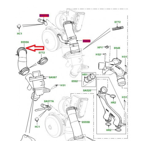 Land rover Durite de refroidissement Range Sport (LR033994)