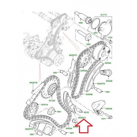 Land rover Patin chaine de distribution (LR124262LR)