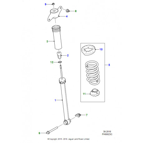 Jaguar amortisseur de suspension arriere XE (T4N7357)