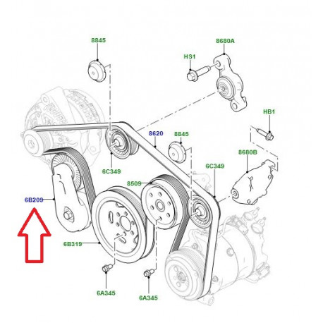 Land rover tendeur courroie (LR079293)