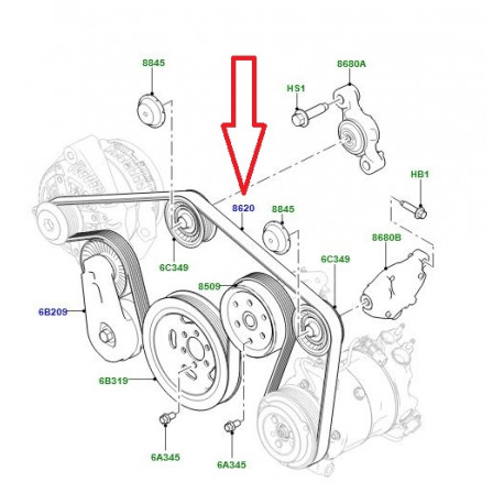 Land rover courroie entrainement accessoires (LR071038)