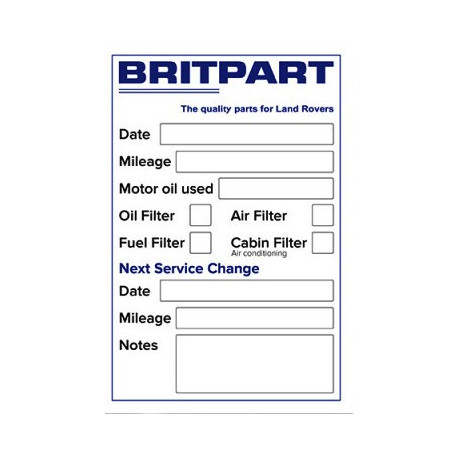 Commander 25 etiquettes de vidange BRITPART (SERVICESTICKERP) pas