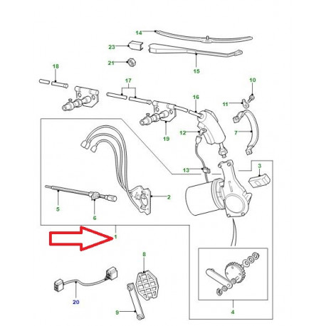 Land rover moteur essuie glace Defender 90, 110, 130 (LR082012)