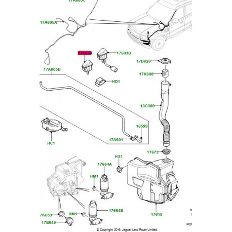 Land rover CAPTEUR NIVEAU LIQUIDE LAVE GLACE (LR142260LR)