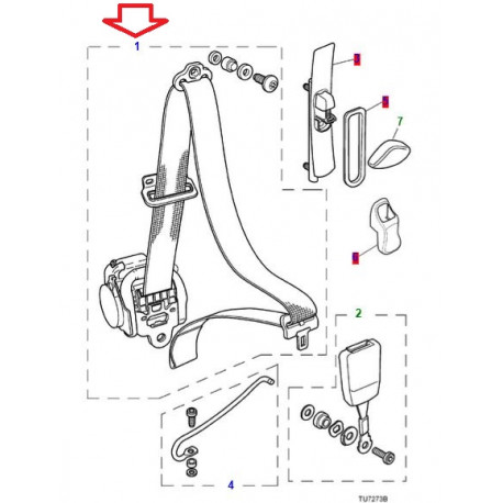 Jaguar ceinture de securite avant droite XK8 (C2N2201AEK)