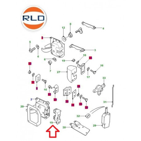 Land rover gache verrouillage de porte Defender 90, 110, 130 (FQB500160)