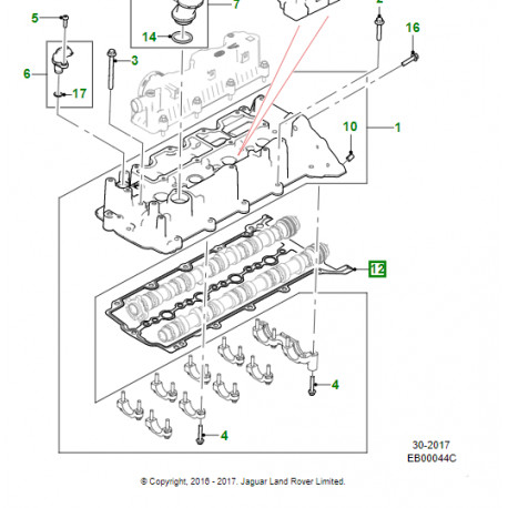 Jaguar joint de couvercle d'arbre à cames F-Pace (JDE38499)