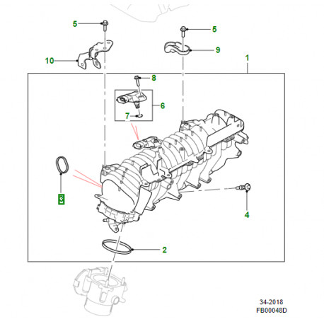 Jaguar joint de collecteur d'admission F-Pace (JDE38156)