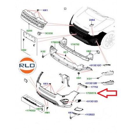 Land rover pare-chocs av (LR077229)