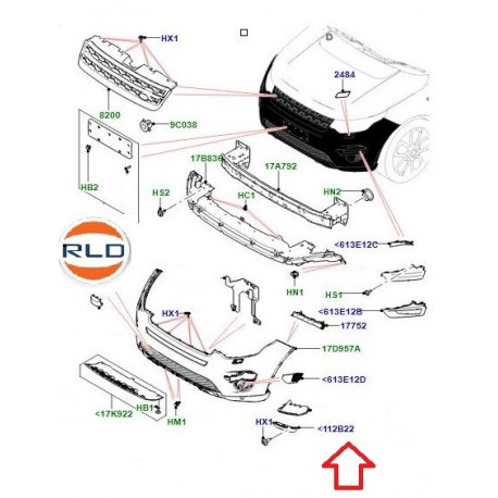 Land rover deflecteur droit pare choc avant (LR061248)