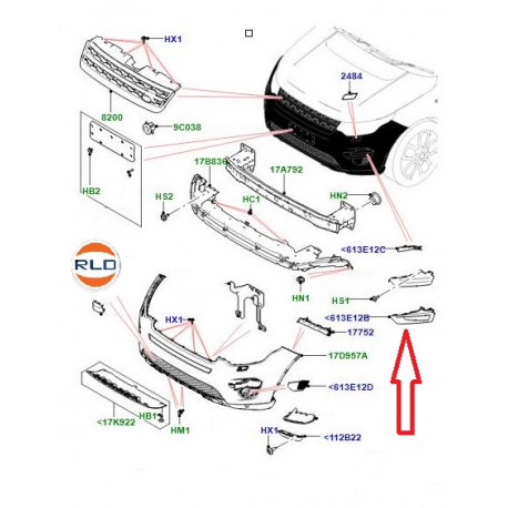 Land rover encadrement antibrouillard gauche avant (LR061234)