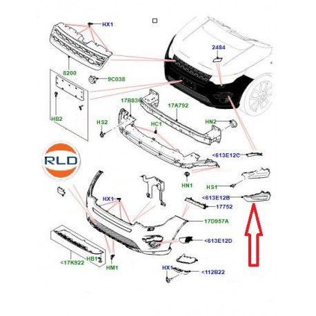 Land rover encadrement antibrouillard droit avant (LR061229)