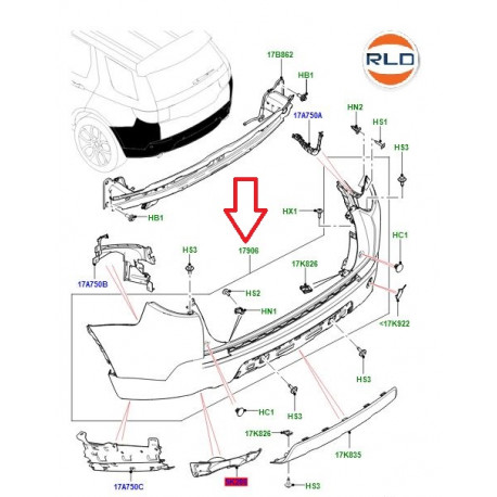 Land rover Pare choc arriere Discovery sport (LR122953LR)