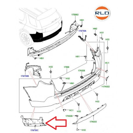 Land rover Support gauche pare choc arriere (LR101572)