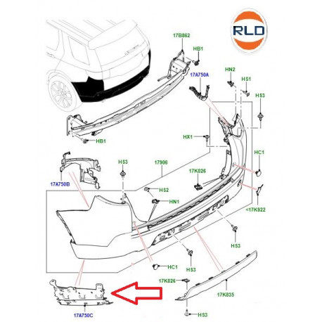 Land rover Support droit pare choc arriere (LR101571LR)