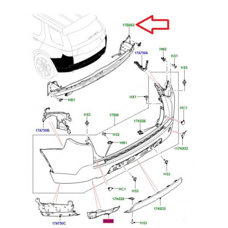 Land rover RENFORT SUPPORT DE PARE CHOCS (LR137638LR)