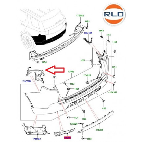 Land rover Support droit pare choc arriere (LR061277)