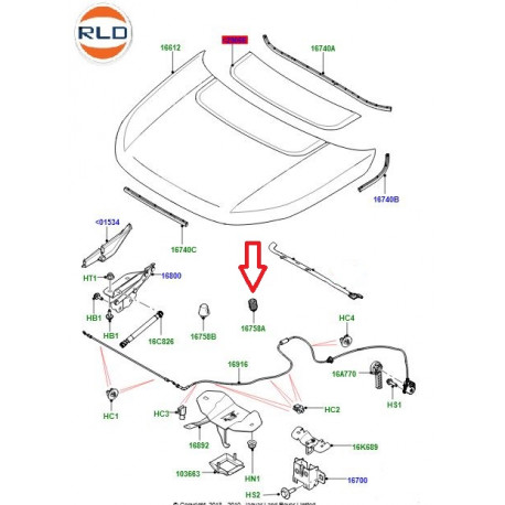 Land rover butee capot reglable (LR076953)