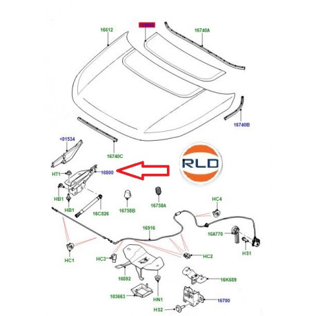 Land rover charniere droite capot (LR075405)