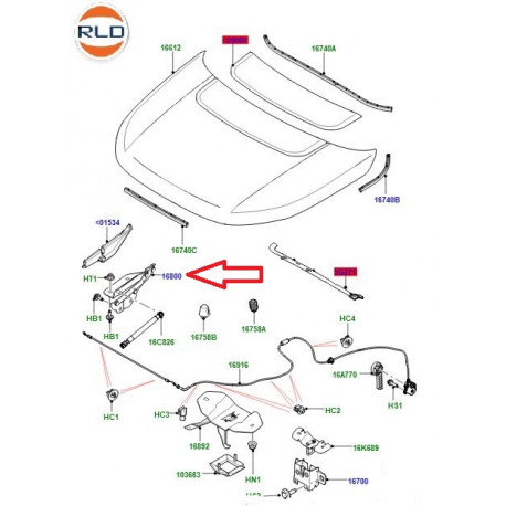 Land rover charniere gauche capot (LR075406)