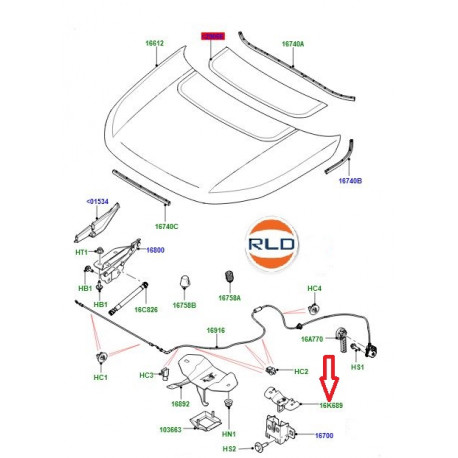 Land rover crochet verrouillage capot (LR058518)