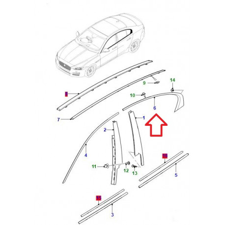 Jaguar bande d'etancheite arriere droite (T4N13410)