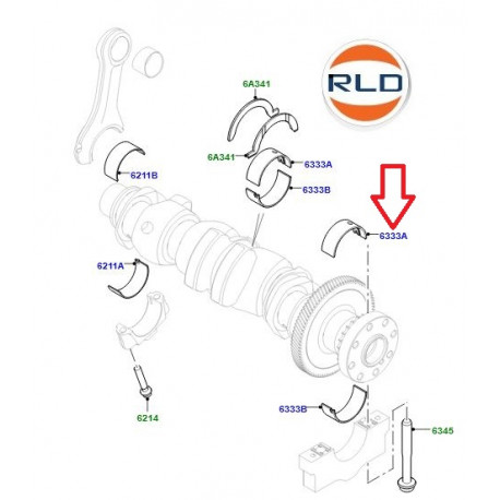 Land rover demi-coussinet de vilebrequin (LR111067)