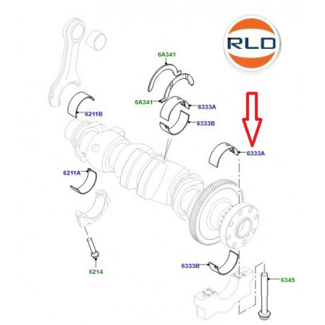 Land rover demi-coussinet de vilebrequin (LR111070)