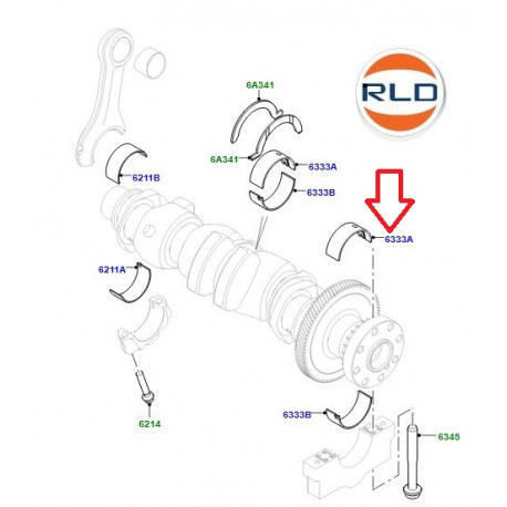 Land rover demi-coussinet de vilebrequin (LR111071)