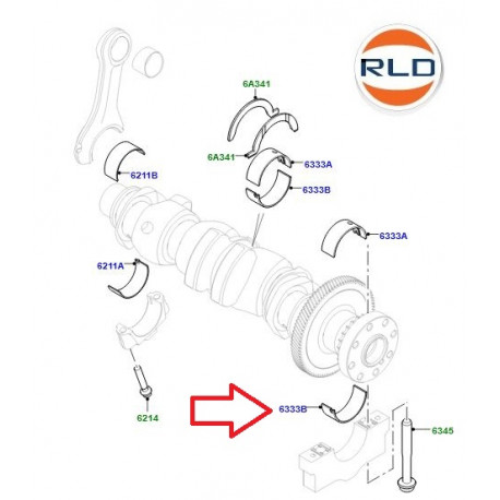 Land rover demi-coussinet de vilebrequin (LR110953)