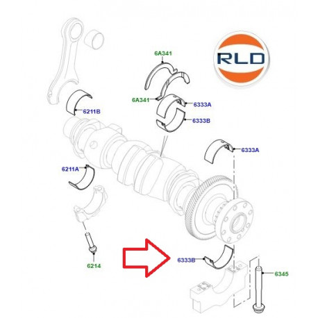 Land rover demi-coussinet de vilebrequin (LR110954)