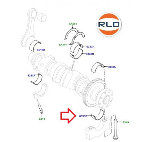 Land rover demi-coussinet de vilebrequin (LR110955)