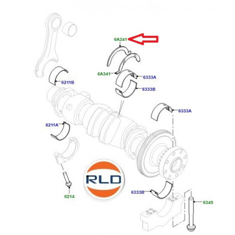 Land rover flasque coussinet palier vilebrequin (LR074086)