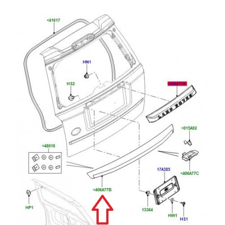 Land rover moulure hayon (LR040786LR)